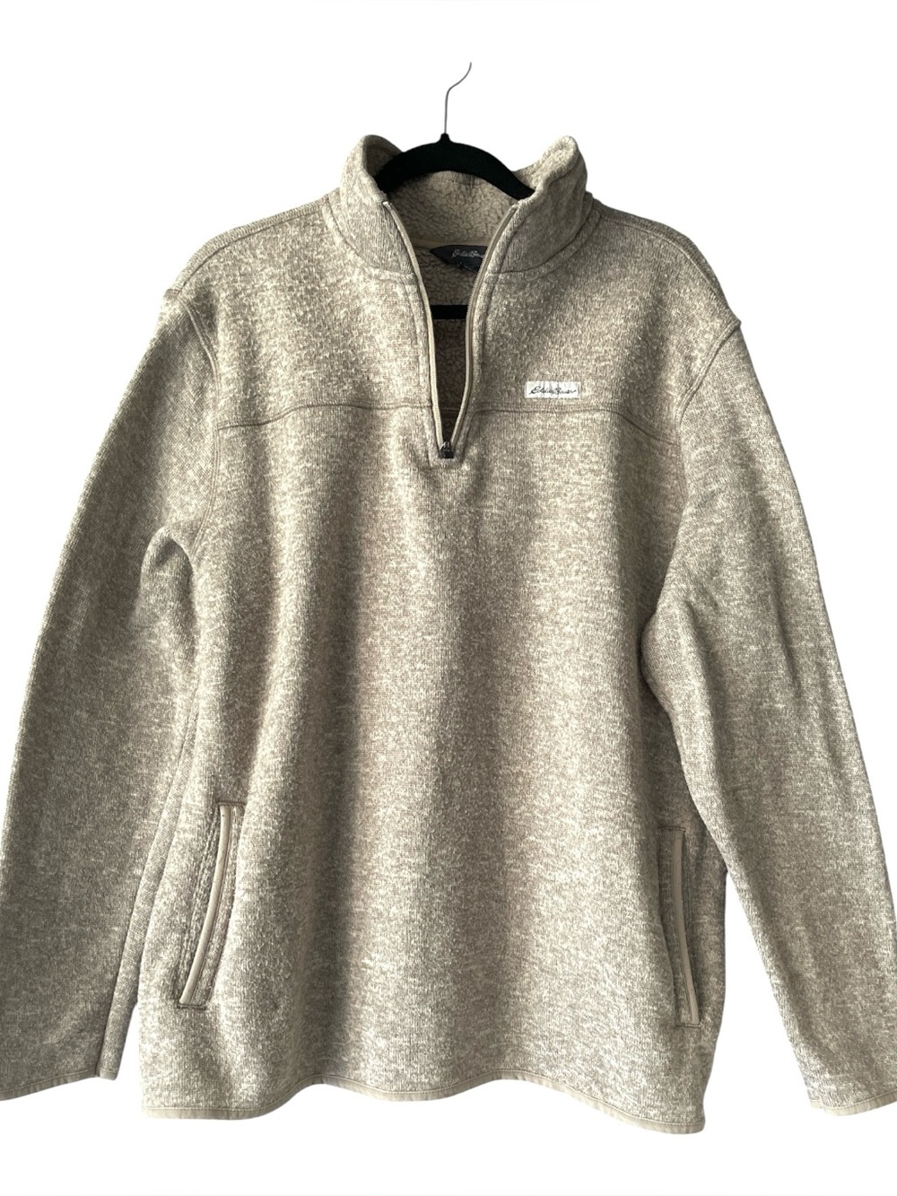 Eddie Bauer Quarter-Zip Fleece Pullover - Light Heather Taupe XL